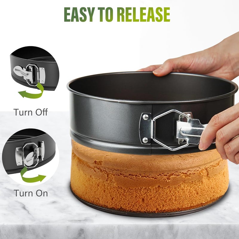 Vakoo Springform Pan - Nonstick, Leakproof Cheesecake Pan for Baking, Easy Release, No Parchment Paper Needed, 4+7+9 Inch, Set of 3 - Image 4